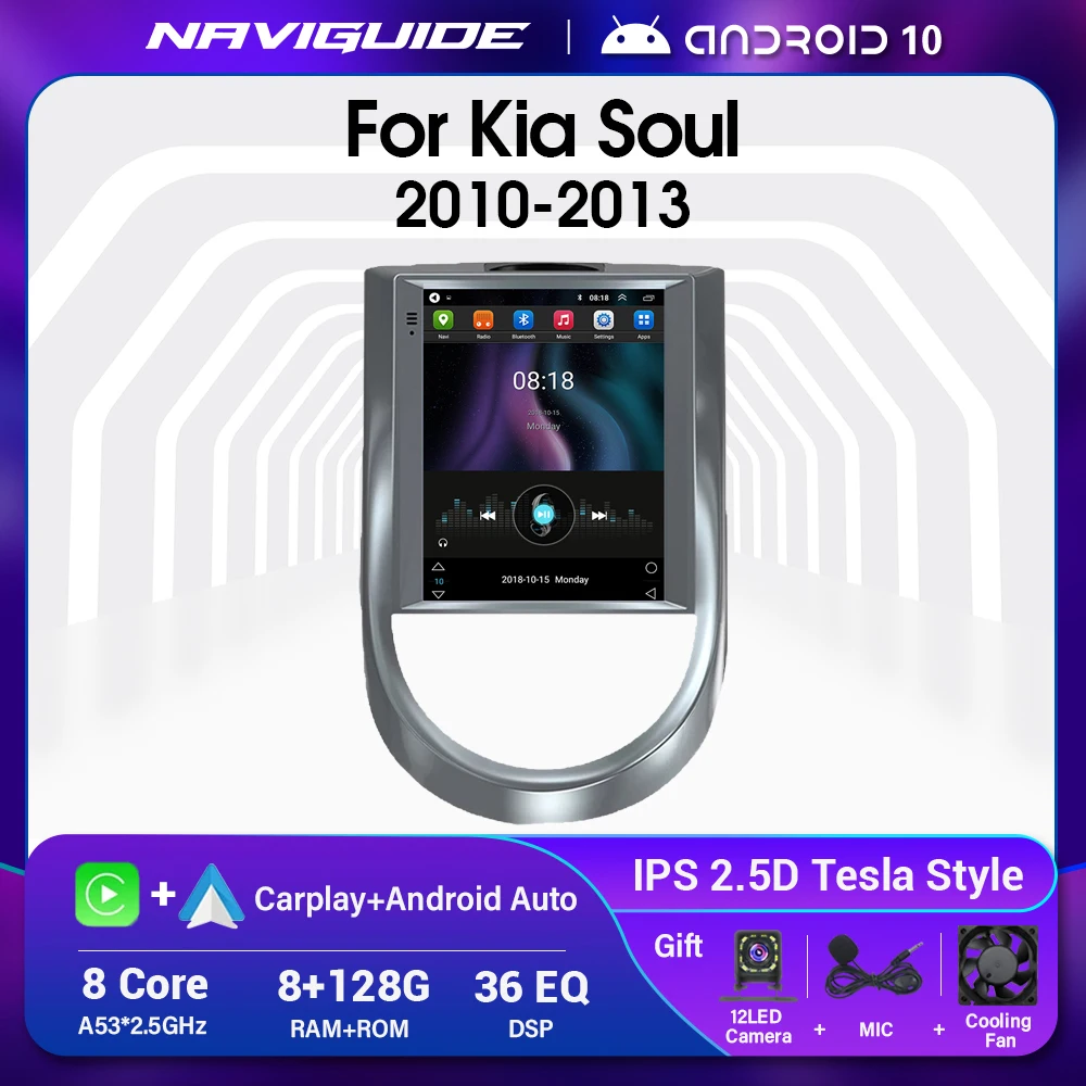 

Автомобильный радиоприемник IDE Android10 для KIA Soul 2010, 2011, 2012, 2013, мультимедийный проигрыватель, Tesla, навигация, GPS-навигация, автостерео