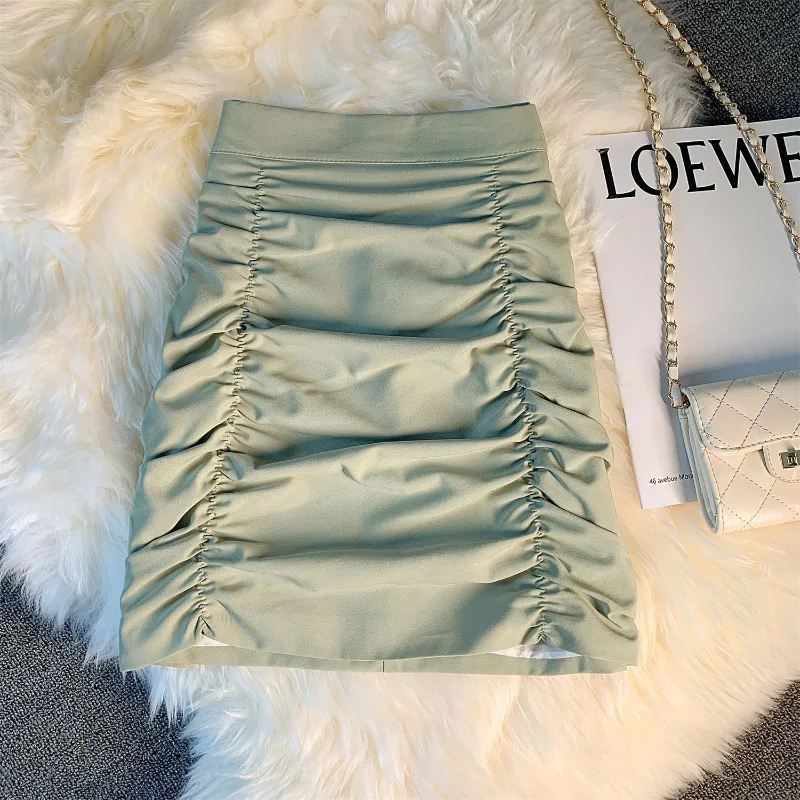 

Дизайнерская плиссированная юбка для женщин, Новинка лета 2022, модная облегающая трапециевидная юбка с завышенной талией, универсальная одн...