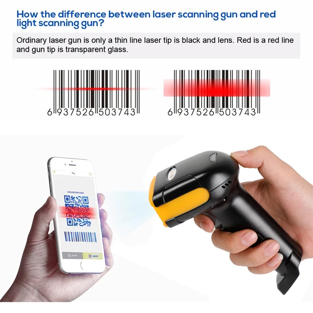 Wireless 2D Barcode Scanner long distance transfer Wired QR Code PDF 417 Bar Code Scanner for Inventory POS Terminal H1 H1W HZTZ 5