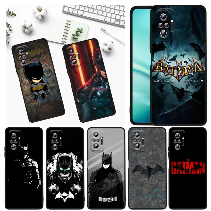 

Superhero Batman Anime Art Phone Case For Xiaomi Redmi Note 12 11E 11S 11 11T 10 10S 9 9T 9S 8T 8 Pro Plus 5G Black TPU Cover