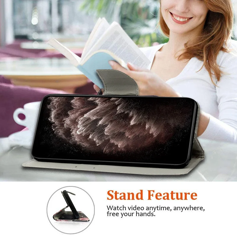 Фото Окрашенный кожаный чехол для Redmi 9 9A 9C 9T Note 7 8 8T 9 9S Pro A1 A4 A5 Flip Wallet Card Stand Book Cover бабочка кошка цветок №4