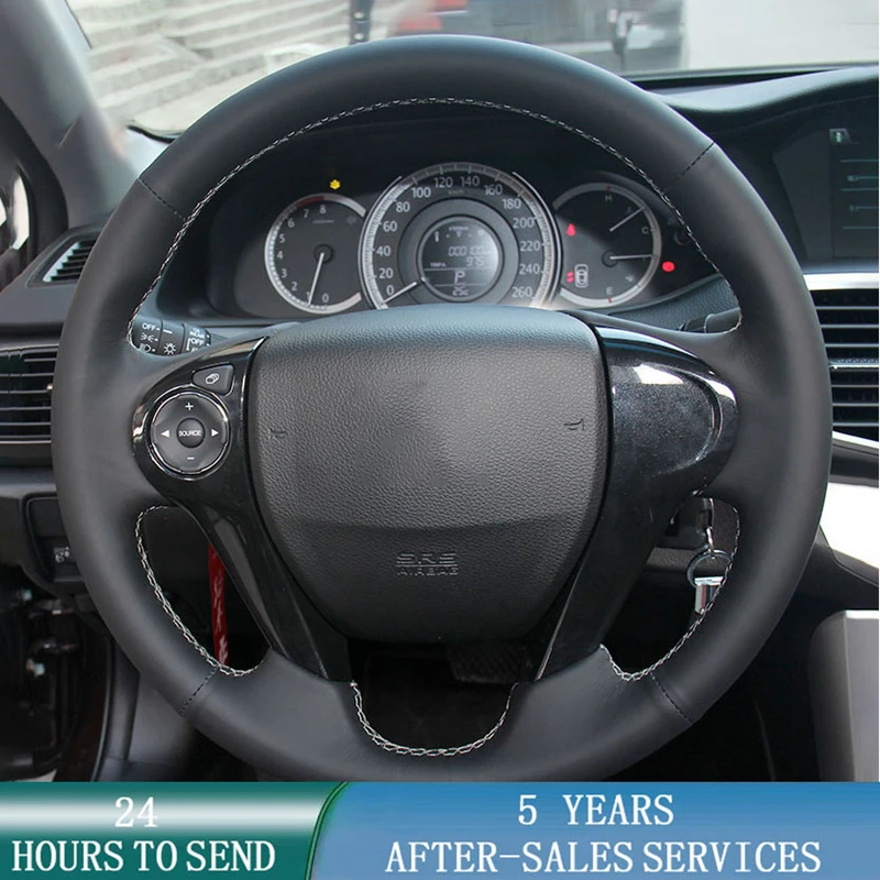 

Customized Car Steering Wheel Cover Genuine Leather Non-Slip Braid For Honda Accord9 Odyssey Crosstour 2013-2016 Pilot 2017