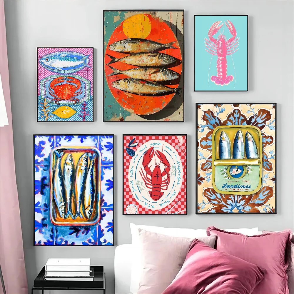Красочные сардины Лобстер рыба океан хорошего качества принты и постеры