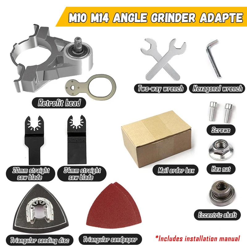 Angle Grinder Conversion Head Adapter with Power Oscillating Tool M10/M14 Thread 100 115 125 Type Woodworking Grinding Swing Saw