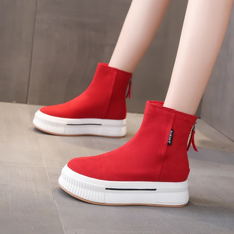 Высокий внешний вид толстая подошва внутри универсальные утягивающие матовые