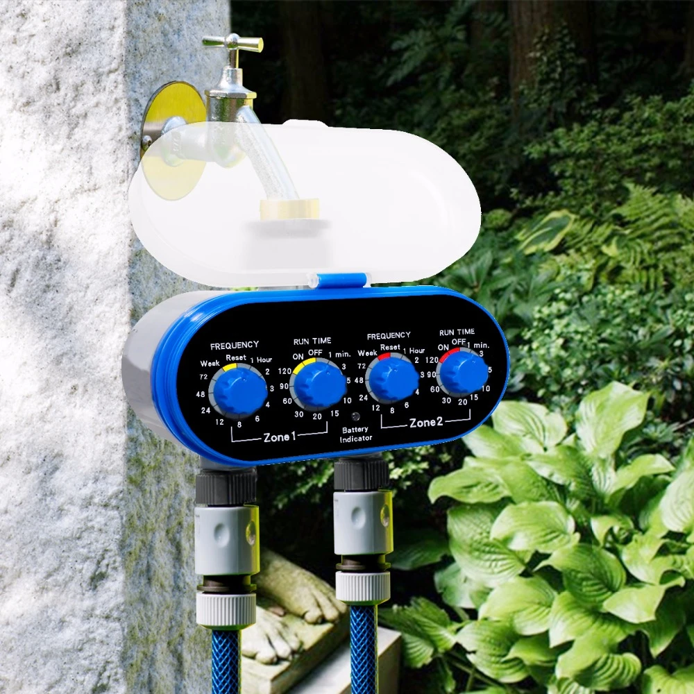 

Шаровой клапан для автоматического полива #21032, электронный таймер подачи воды на две трубы с четырьмя ручками регулировки для контроля пол...