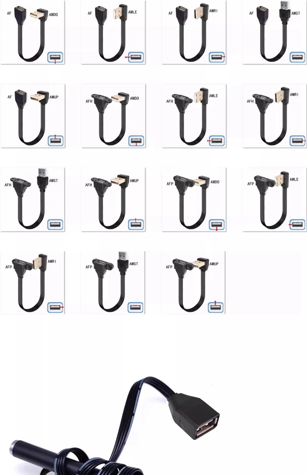 Плоский Удлинительный кабель USB 0 05 2 0-1 м штекер-гнездо передачи данных для