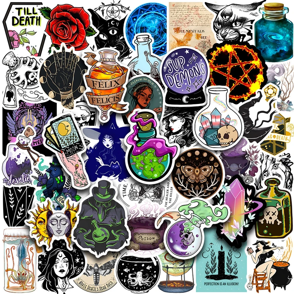

10/30/50pcs Gothic Apothecary Pharmacist Crystal Graffiti Stickers Skateboard Motorcycle Phone Car Waterproof Sticker Kid Toy