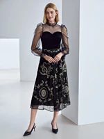 premium embroidery mesh overlay skirt