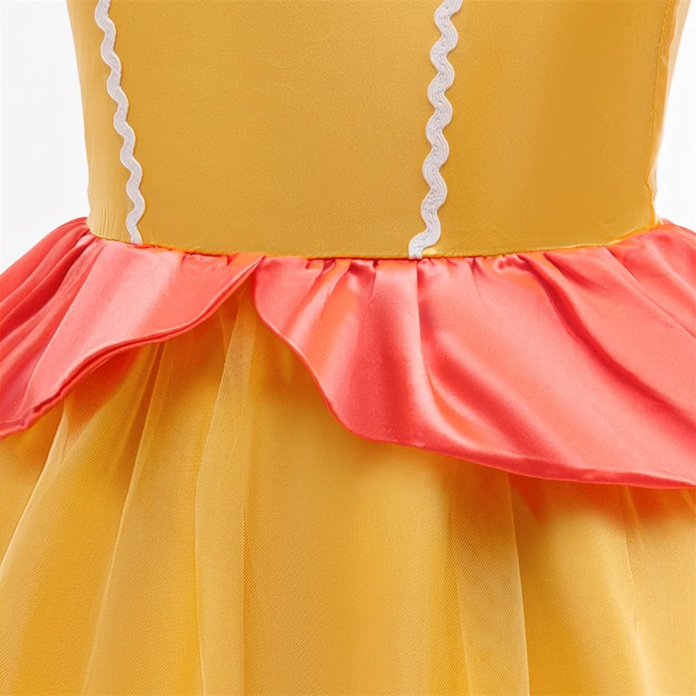 Детское Желтое Кружевное Платье Принцессы Для Косплея Милое Вечернее