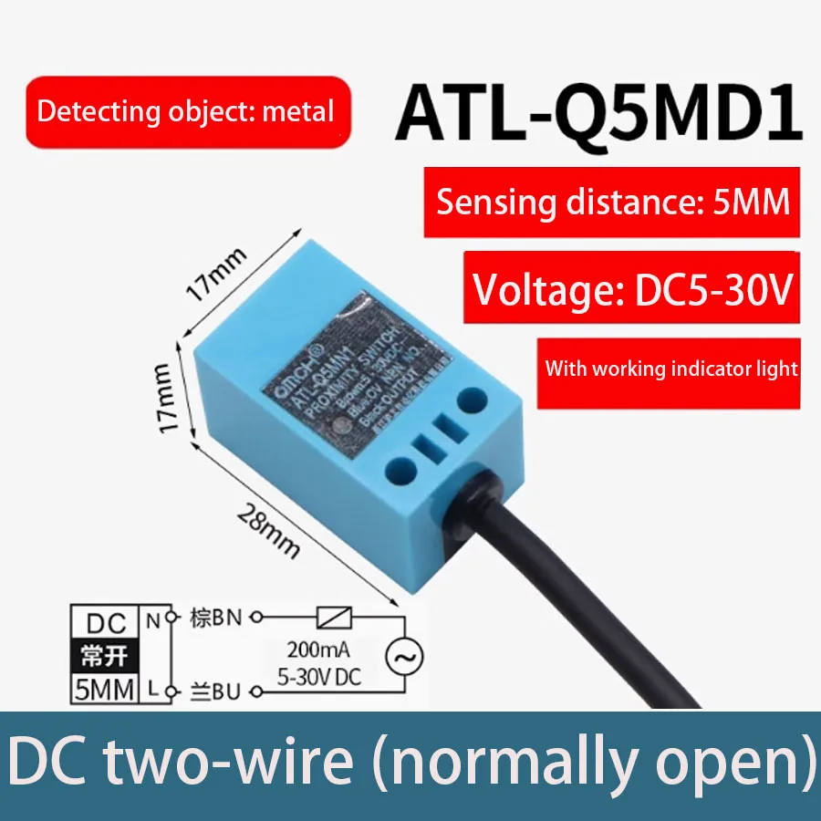 Квадратный металлический бесконтактный переключатель TL-Q5MC1/2/3/D1/D2/F1/F2/F3/Y1/Y2