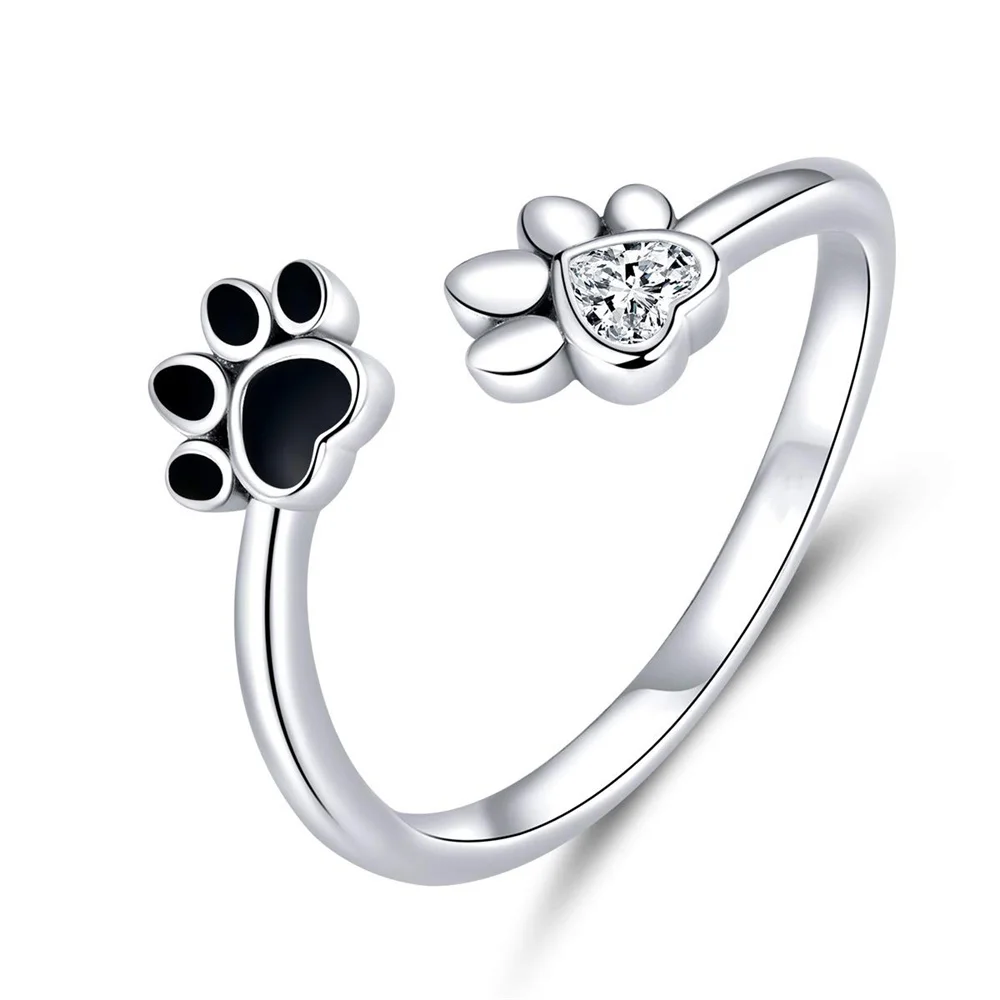 

Harong New Dog Cat Paw Ring Fashion Lovely Silver-Plated Adjustable Ring Animal Series Jewelry for Girl Woman Birthday Gift