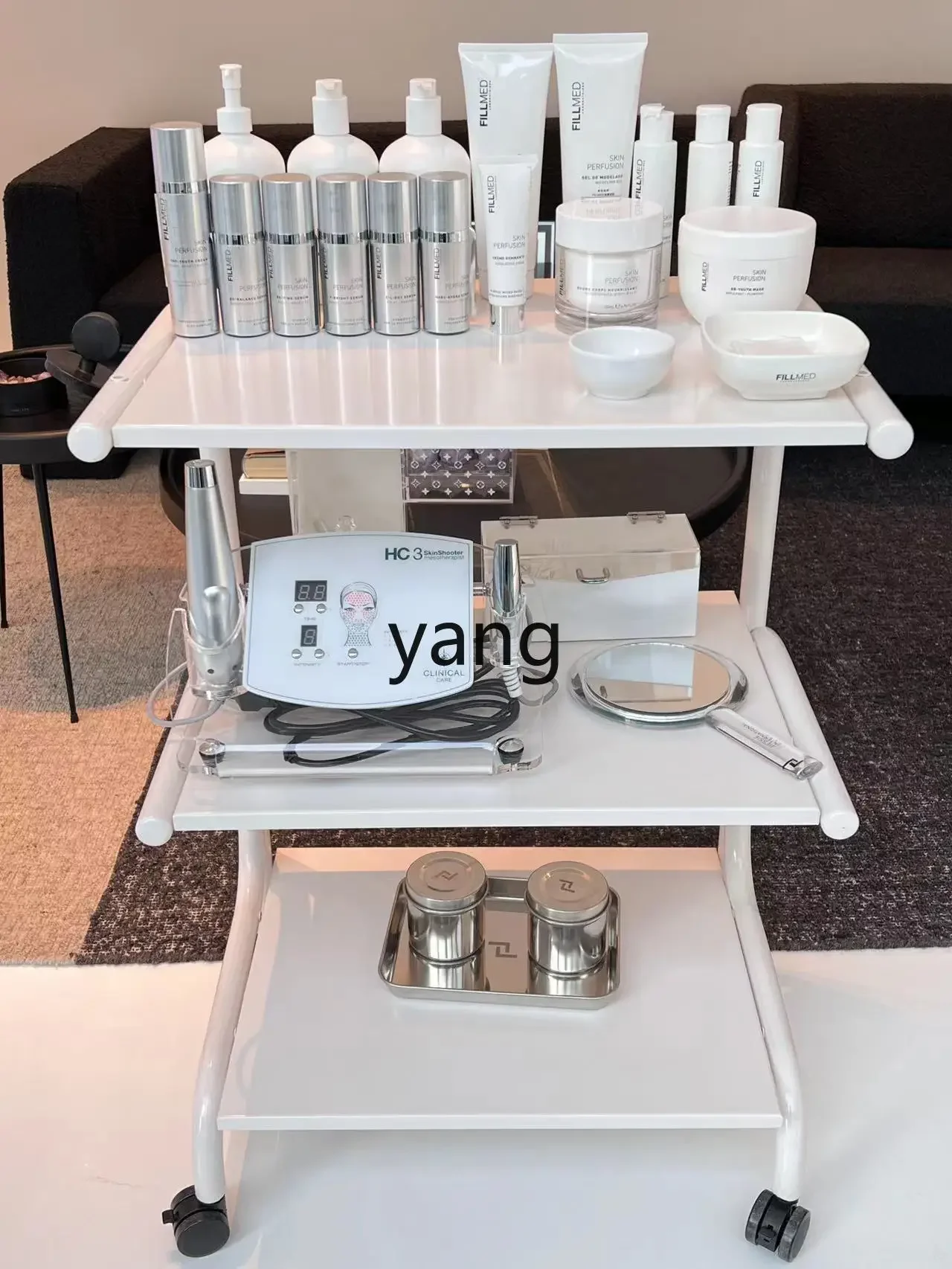 Левая специальная тележка для косметического оборудования с выдвижным ящиком