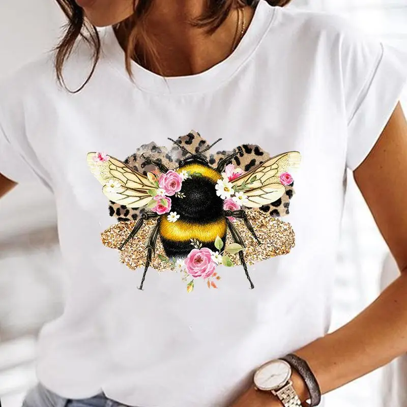 

Women Print Clothes Flower Trend Bee Tee Tshirt Fashion Female Tops Print Mujer Camisetas Cartoon Ladies Graphic T-Shirt
