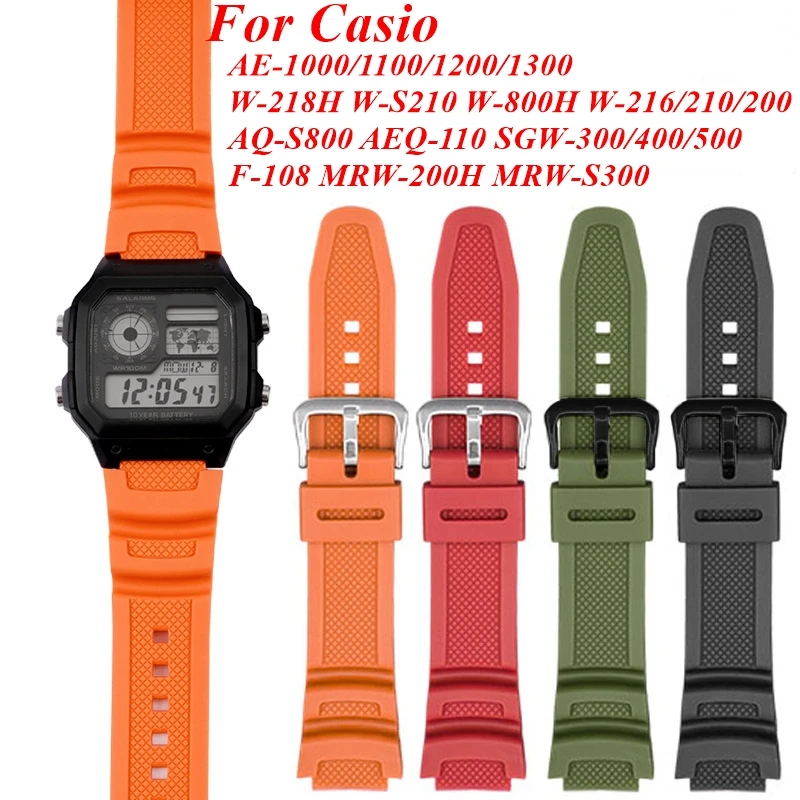 Фото Для Casio AE-1000 W-218H/S210/800H/216/210/200 AQ-S800 AEQ-110 SGW-300 F-108 MRW-200H/S300 18 мм ремешок для часов браслет браслет №1