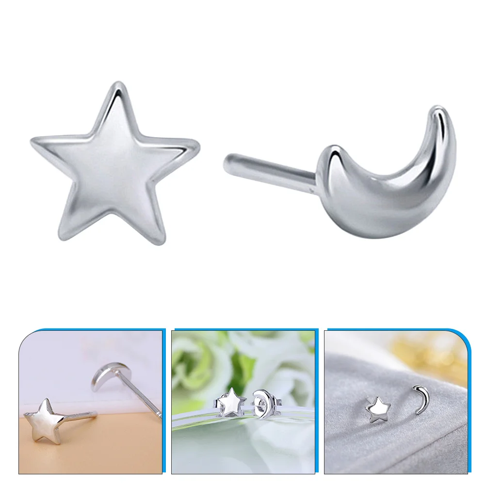 

Earrings Stud Studs Girlswomen Ear Star Moon Tiny Silver Jewelry Earring Dangle Dainty Minimaliststerling Coppertrendy Teen