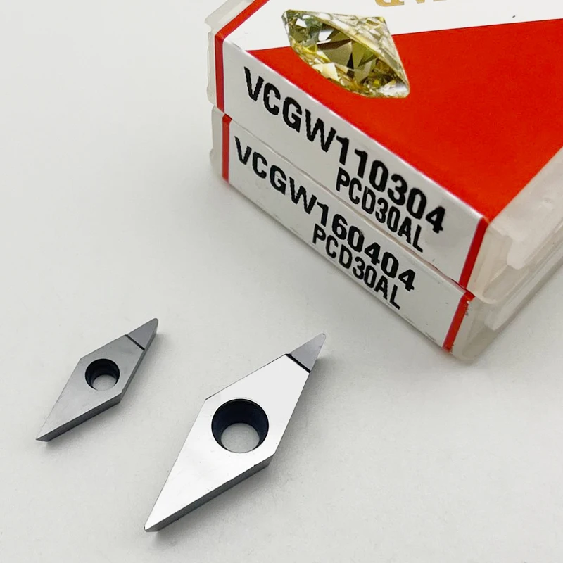Фото Алмазные пластины VCGW PCD VCGW110302 VCGW110304 VCGW110308 VCGW160402 VCGW160404 VCGW160408 PCD20AL PCD30AL для фрезерования на станках с ЧПУ №1