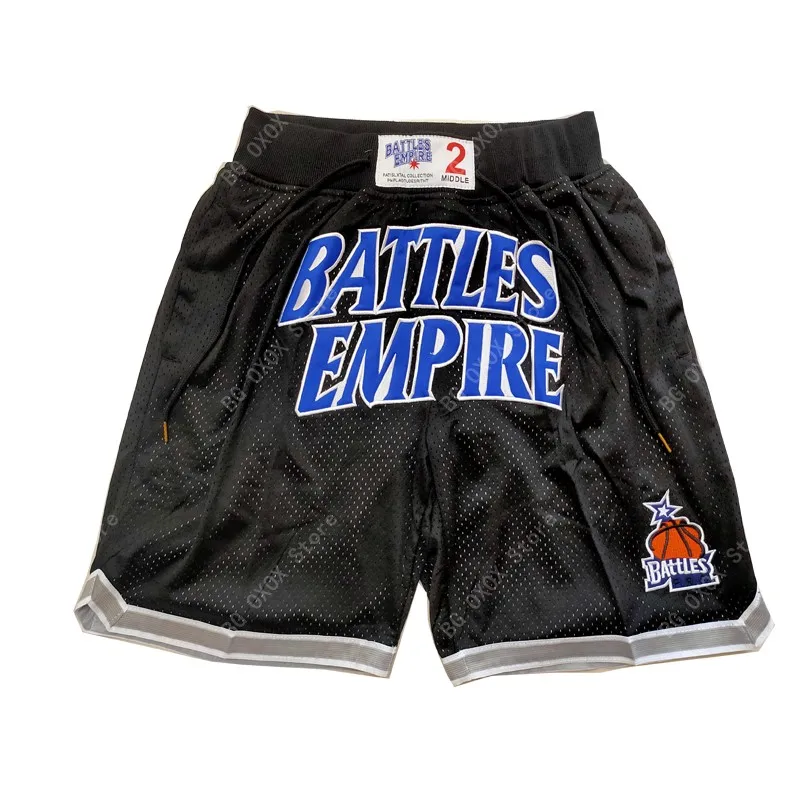 

BG Basketball shorts BATTLES EMPIRE Embroidery sewing Zip pocket outdoor sport big size various styles Black sandbeach shorts