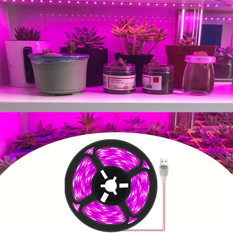 

Светодиодная лента для комнатных растений, водонепроницаемый светильник полного спектра с USB, 0,5 м, 1 м, 2 м, 3 м, Комнатные растения, теплицы, су...