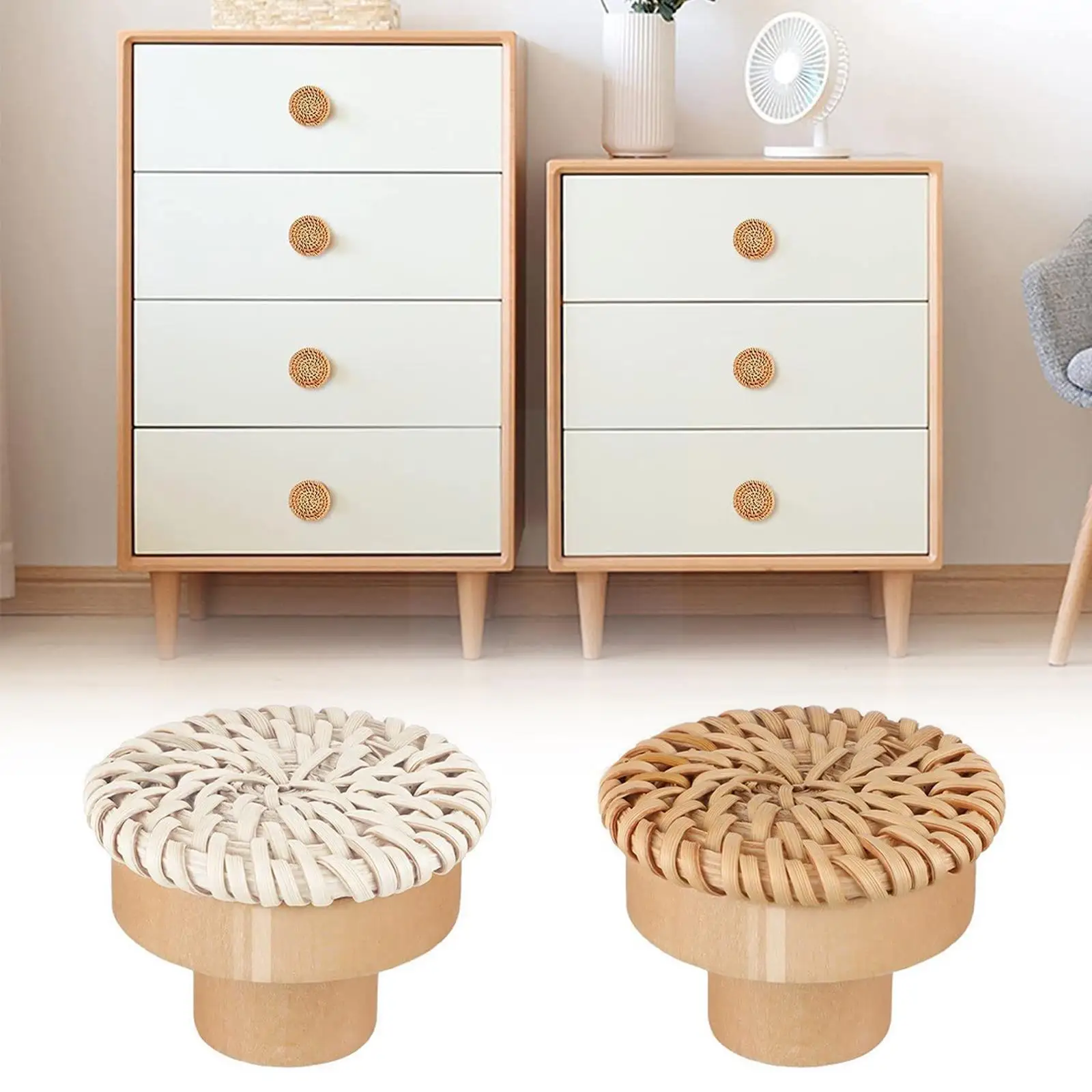 

Wooden Handles Beech Rattan Drawer Knobs Wardrobe Furniture Dresser Handle Pulls Hardware Furniture Cupboard Handle Kitchen A0M7