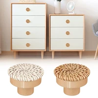 wooden handles beech rattan drawer knobs wardrobe furniture dresser handle pulls hardware furniture cupboard handle kitchen a0m7