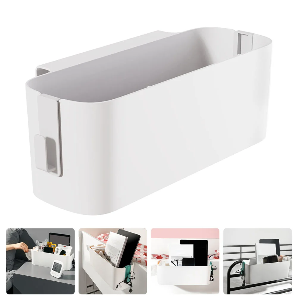 

Dorm Bedside Caddy Shelf Storage Box Nightstand White Hanging Basket Organizer Daybed Frame Sofa Holder Hooks