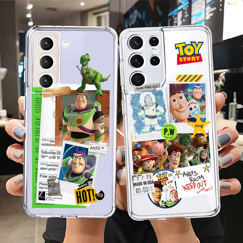 

Disney Toy Story Poster Phone Case For Samsung S22 S21 S20 FE Ultra Pro Lite S10 S10E S9 S8 S7 Plus 5G Transparent Cover