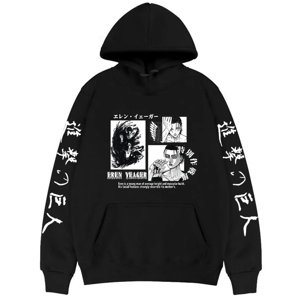 

Japanese Anime Attack on Titan Eren Yeager Graphic Hoodie Pullover Long Sleeve Men Women Fashion Hip Hop Streetwear Hipster Coat