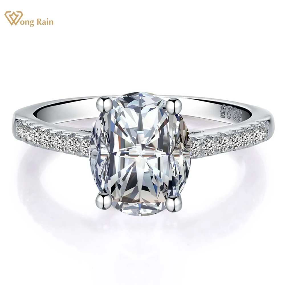 

Wong Rain Sparkling 925 Sterling Silver 3CT Real Moissanite VVS 3EX Inlaid Diamonds Gemstone GRA Engagement Women Ring Jewelry