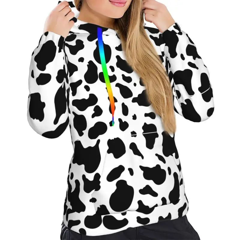 

Black White Cow Female Sweatshirt Design Hoodie Women Clothes Long Sleeve Top Casual Pullover Ladies Sweat-shirt Spring/Autumn