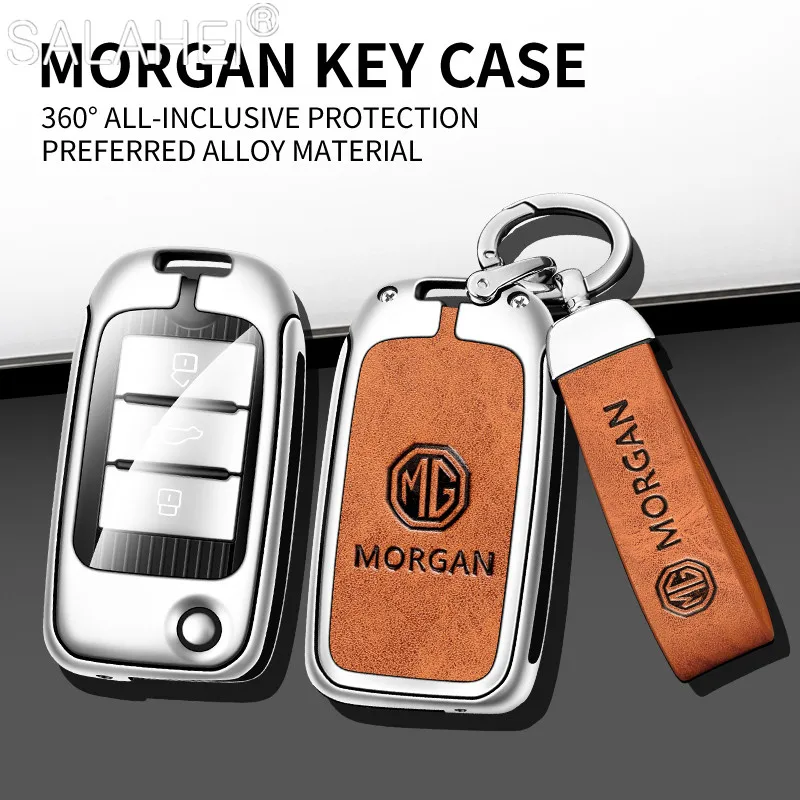

Zinc Alloy Leather Car Remote Key Cover Case Bag Protector Shell Fob For MG ZS MG5 MG6 MG7 I6 EV EZS HS EHS Keychain Accessories