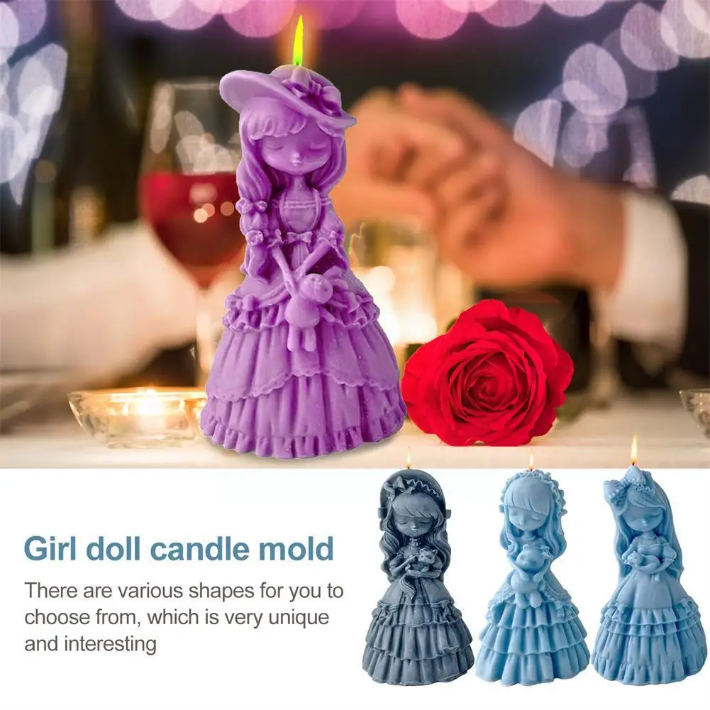 

Little Girls Candle Silicone Mold Diy Cute Princess Handmade Soap Candle Gypsum Craft Scented Making Mould With Gifts E3j2