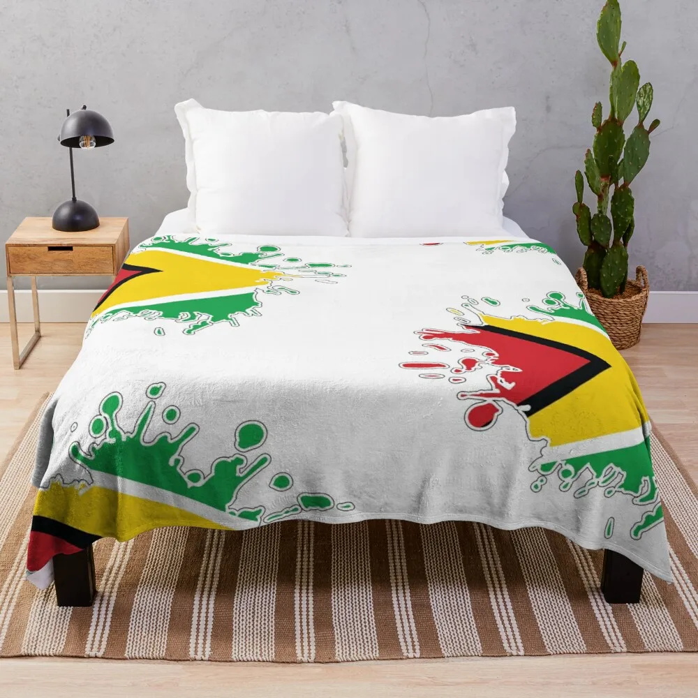 

Guyana National Flag splash Throw Blanket Brand Blanket Luxury Brand Blanket Luxury Thicken Blanket