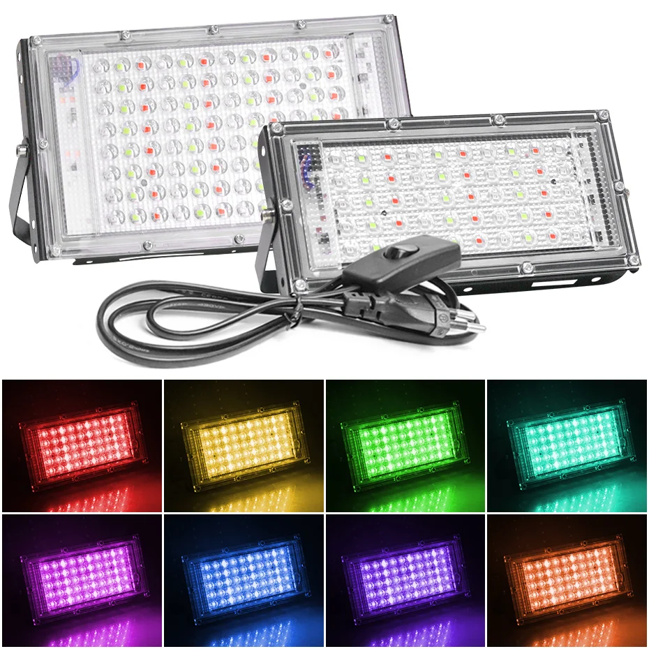 

Lighting Street Control Landscape Spotlight Lamp Floodlight White Light Remote Plug Flood