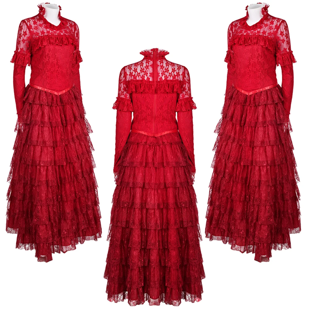 Косплей Lydia Cos красное платье парики Фэнтези одежда фильм насекомое жидкость