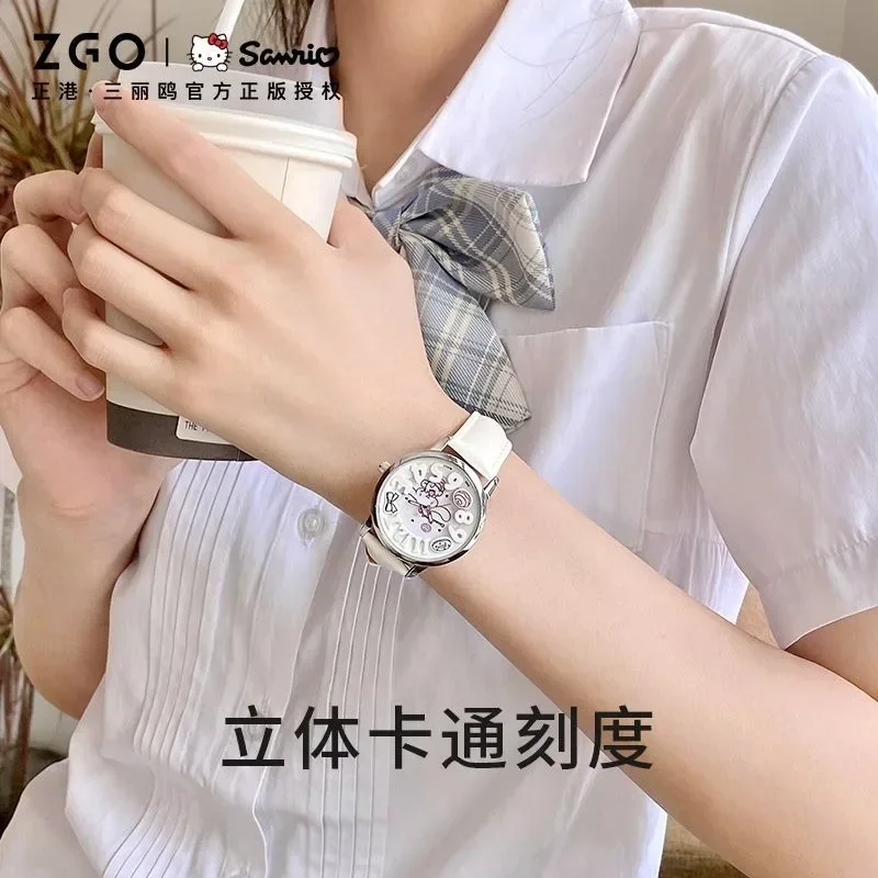 Светящиеся часы ZGO Sanrio Hello Kitty кварцевые Melody Cinnamoroll для девочек детские подарки на