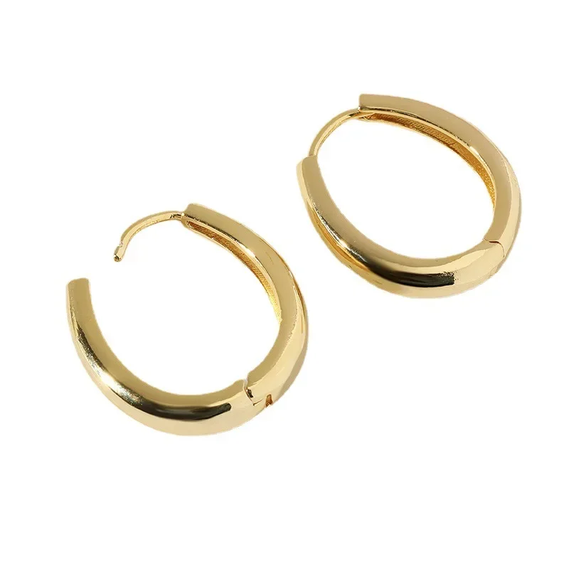 Модные медные позолоченные круглые овальные серьги в европейском и американском