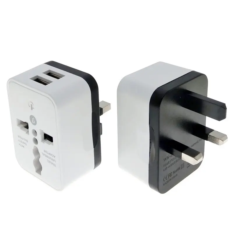 

Universal to UK Plug Adapter With 2-USB Chargers AC110~250V 10A