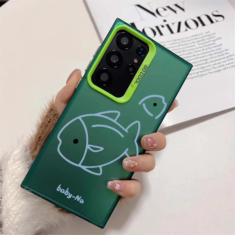 Фото Чехол с рисунком большой и маленькой рыбы для Samsung Galaxy Note 20 S20 Plus Lite Ultra FE 5G, матовый цветной серебристый чехол для телефона №4