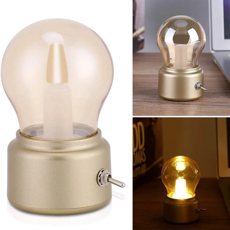 

Креативный ретро-ночник, винтажная светодиодная лампа, настольная лампа, Перезаряжаемый USB Ночной светильник, прикроватный светильник, Кла...