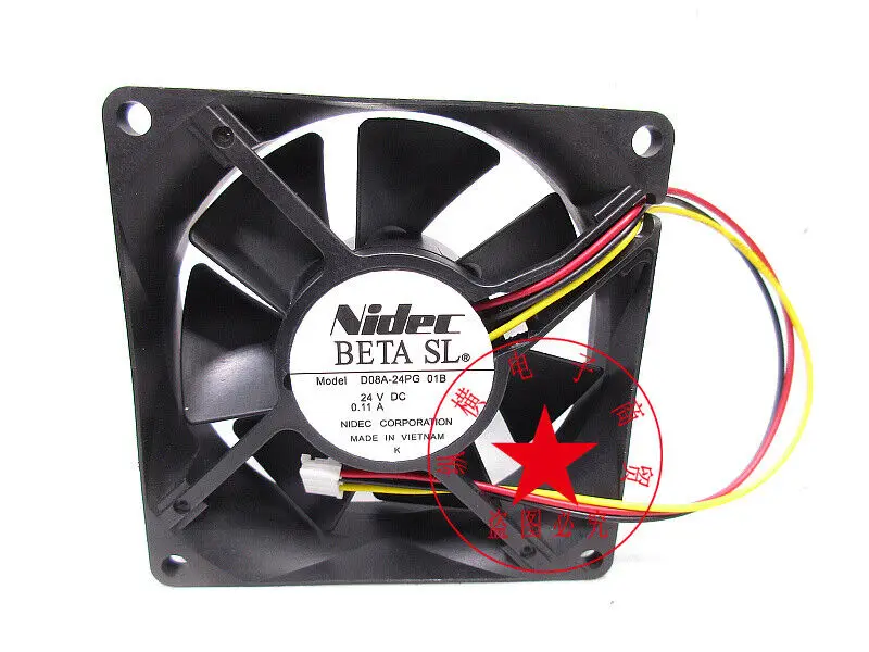 3-проводной вентилятор шасси NIDEC D08A-24PG 01B 8025 24 в а 8 см для измерения скорости