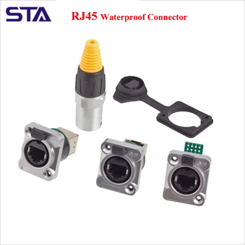 

Waterproof connector YT-RJ45 aviation plug RJ45 dual network port LED display metal square network cable socket