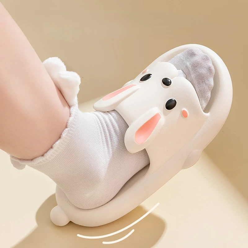 Women Summer EVA Soft Sole Cute Rabbit Slippers Beach Thick Platform Sandals Couples Non-Slip Indoor Cartoon Slippers