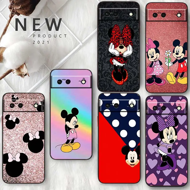 

Anime Cute Mickey Mouse For Google Pixel 7 6 Pro 6A 5A 5 4 4A XL 5G Shell Soft Silicone Fundas Coque Capa Black Phone Case