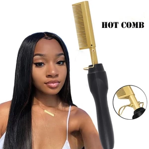 2 in 1 Hot Comb Straightener Electric Hair Straightener Hair Curler Wet Dry Use Hair Flat Irons Hot  in Pakistan