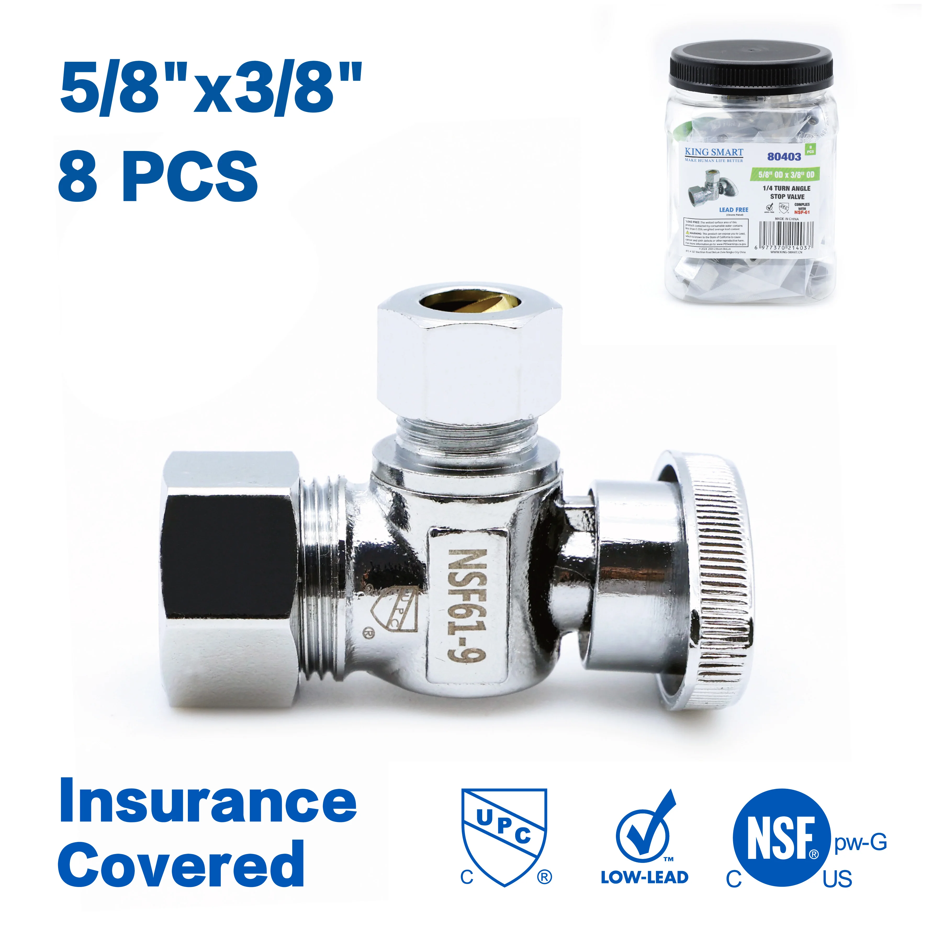 Угловой клапан сжатия наружным диаметром 1/4 8 шт