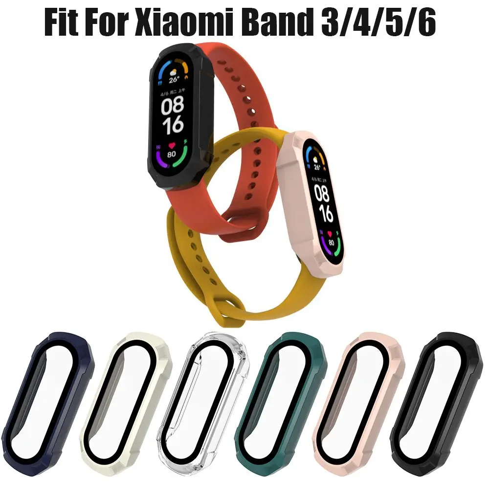 

Screen Protector Cover For Xiaomi Mi band 5 6 4 Glass Case+Film Smart Watchband Full Protective Cover Case For Mi Band 6 5 4 3