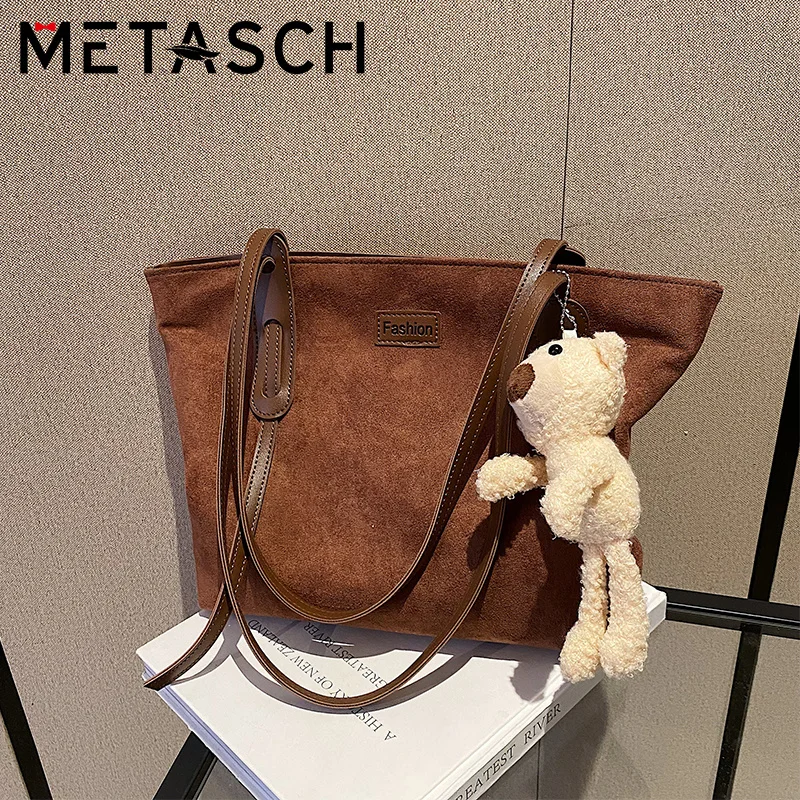 

Винтажная большая сумка METASCH, новинка 2022, модная сумка-тоут премиум-класса, Женская вместительная сумка для поездок, зимняя универсальная су...