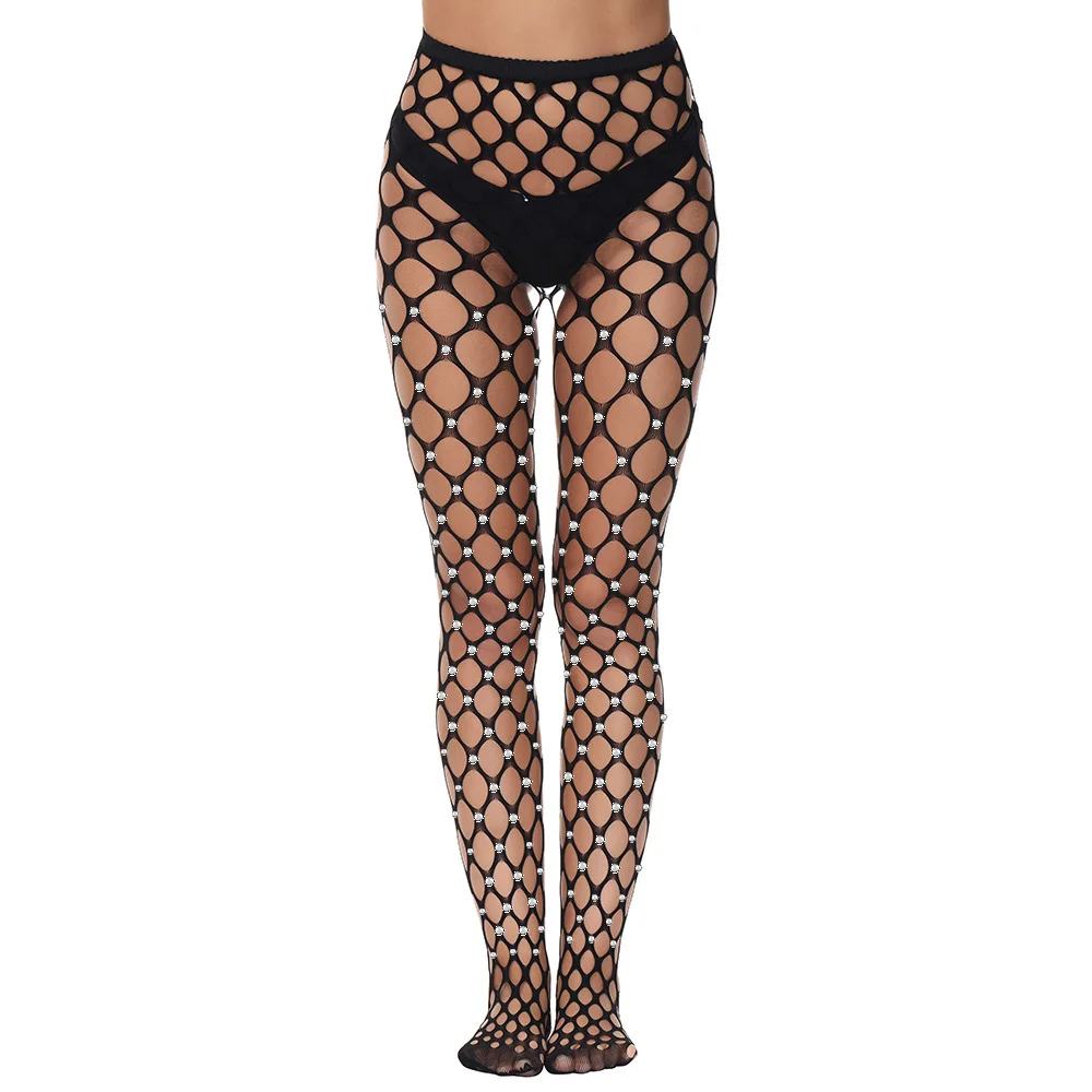 

Мерцающие бриллиантовые сетчатые сексуальные черные колготки