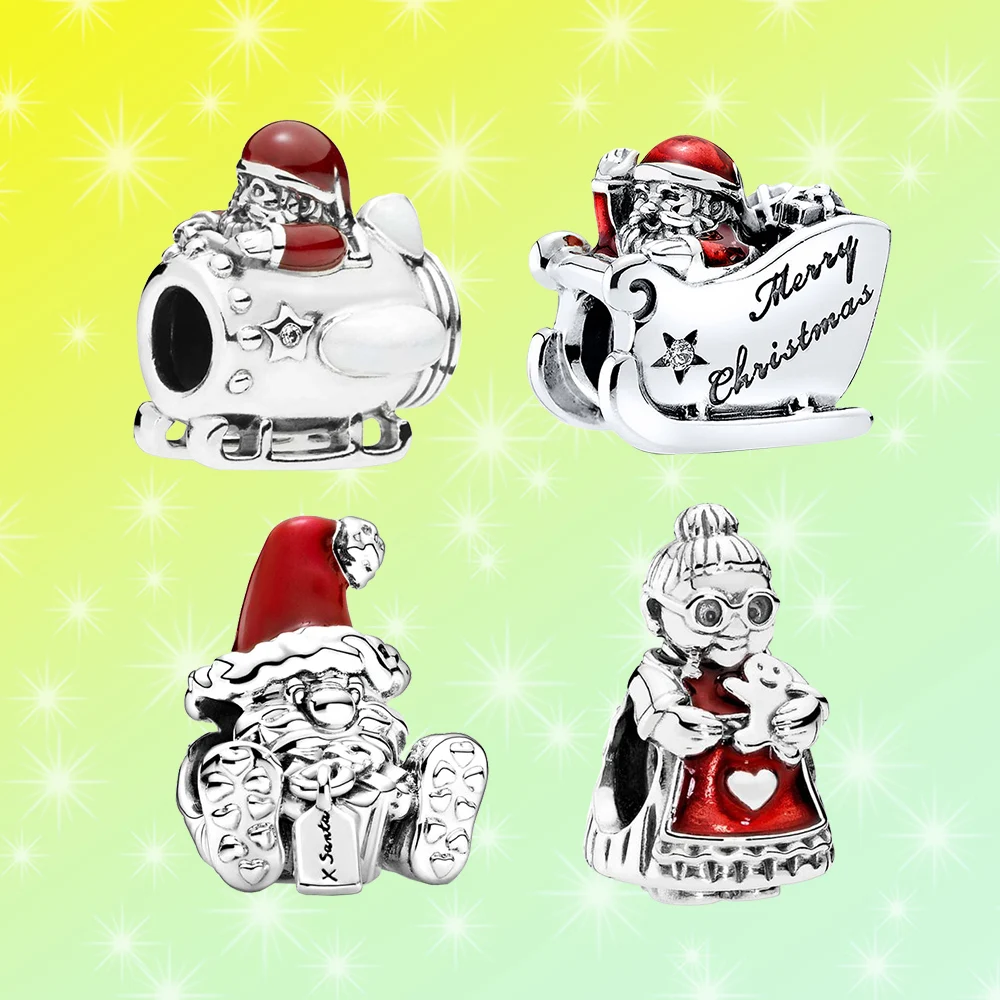

Christmas Character Shape Charm Pendant 925 Silver Fit For Pandora Original Banquet Cute DIY Jewelry Woman Gift